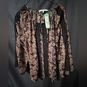 Long sleeve black relaxed fit top blouse women size large